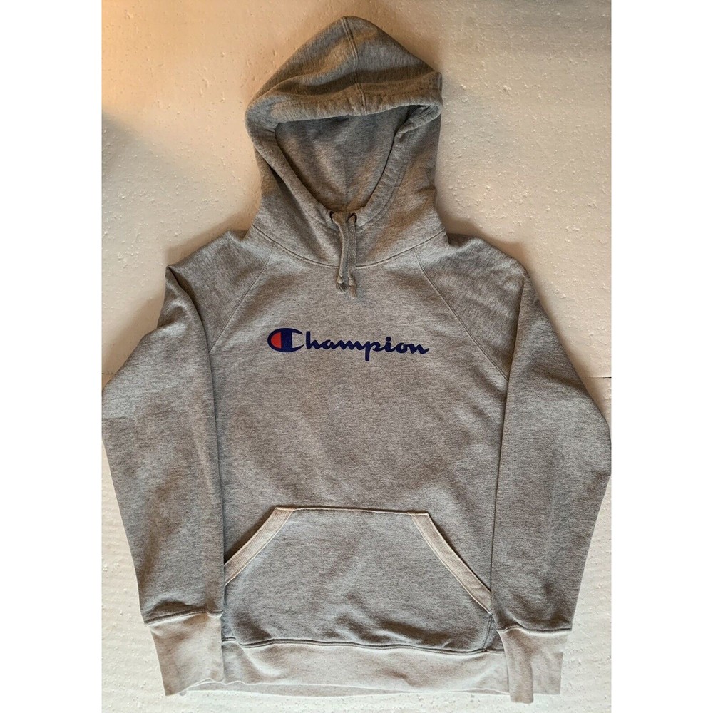 Champion Sz Medium Women's Gray Hoodie Sweatshirt Long Sleeve Pullover Cuffed